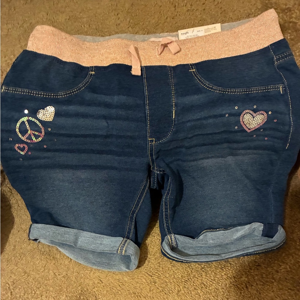 SO brand Mid rise Rib waist denim Big Girls Bermuda Shorts
